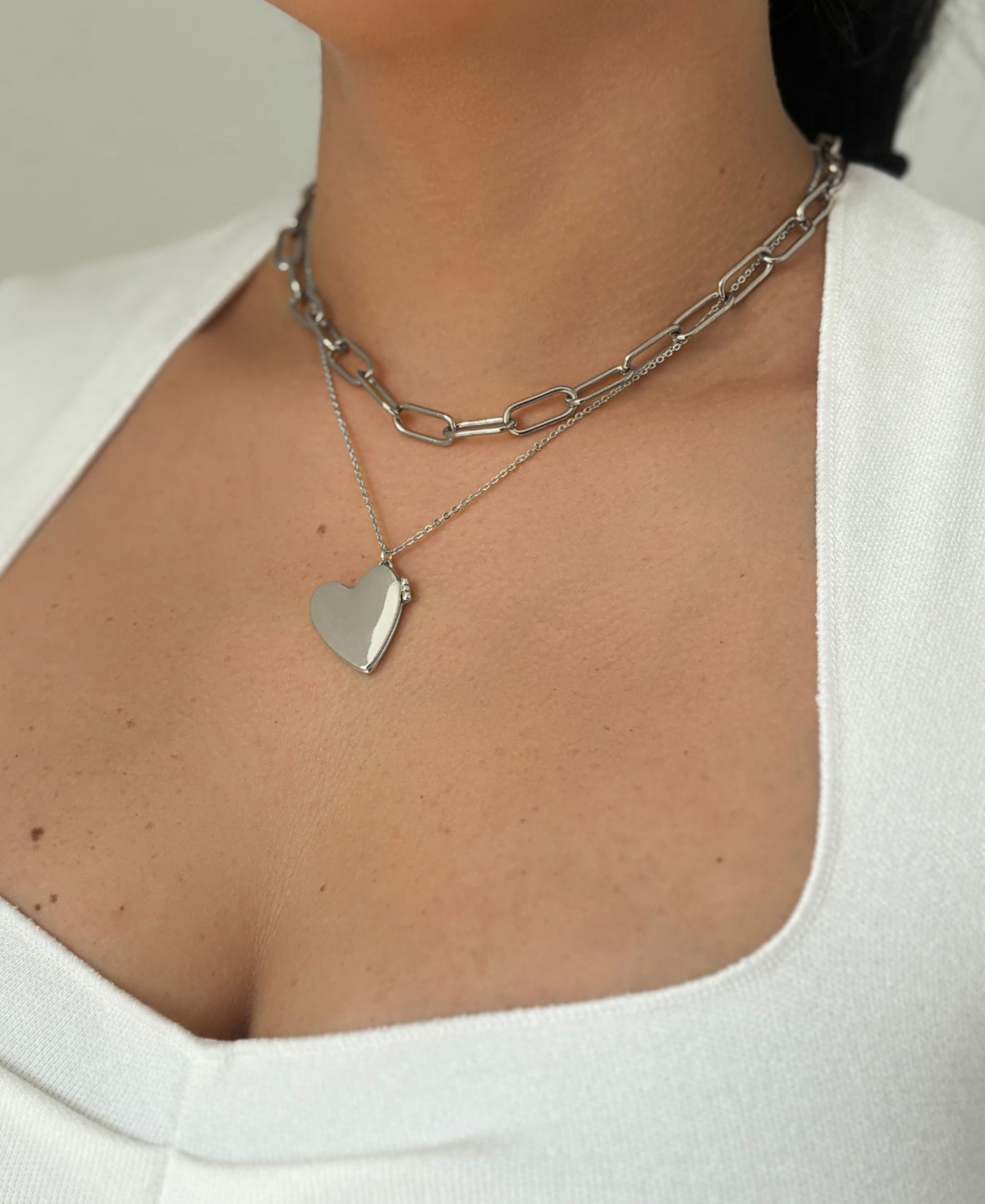 Adornia 14k Gold Plated Heart Locket Pendant Necklace In Silver