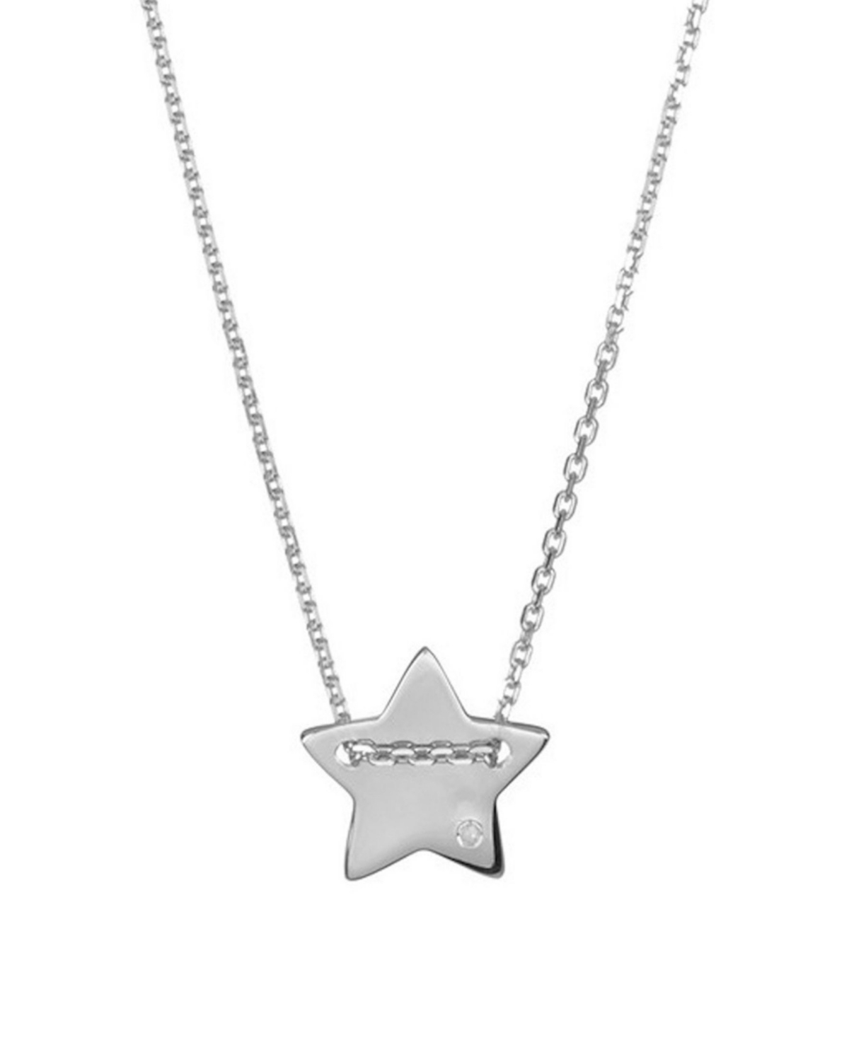 Silver Diamond Star Charm Necklace - Silver
