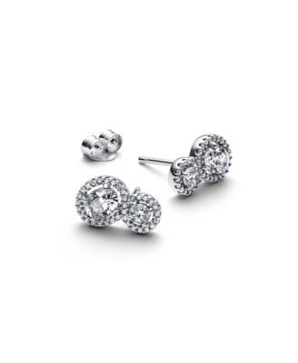Sterling Silver Halo Stud Earrings