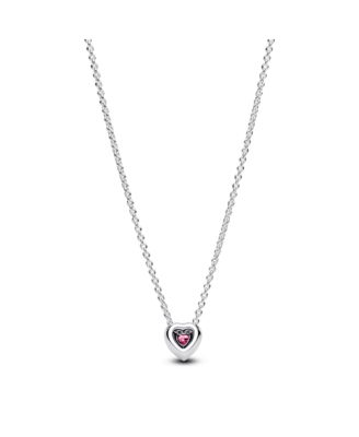 Pandora Sterling Silver Pink Elevated Heart Necklace - Macy's