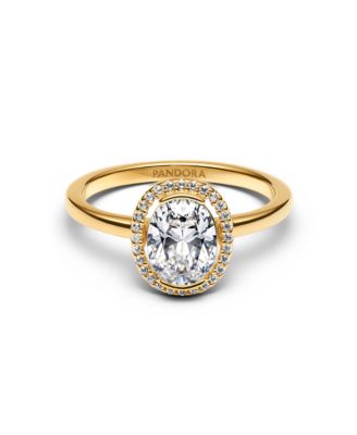 Овальное кольцо Pandora со сверкающим ореолом из 14-каратного золота