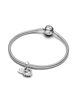 Пандора Сверкающее Сердце с двойными подвесками из чистого Серебра на крючках