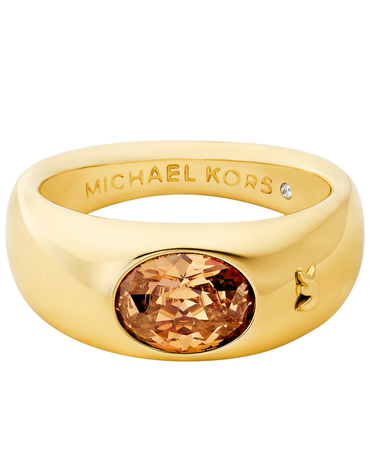 Shop Michael Kors 14k Gold-plated Brass Oval Stone Ring