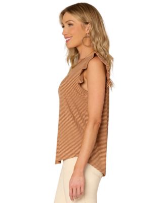 Демократичный миниатюрный полосатый топ с развевающимися рукавами