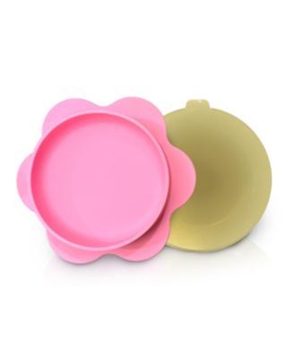 Lilac Small Flower-Shaped Silicone Pet Bowl with Non-Slip Suction Base