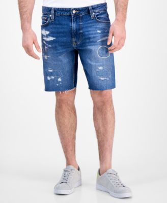 Мужские шорты GUESS из денима Wyatt Rip and Repair Denim 9 дюймов