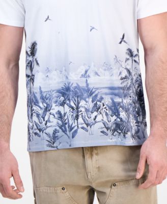 Мужская футболка GUESS с коротким рукавом и круглым вырезом Big Cat Paradise с графическим рисунком 