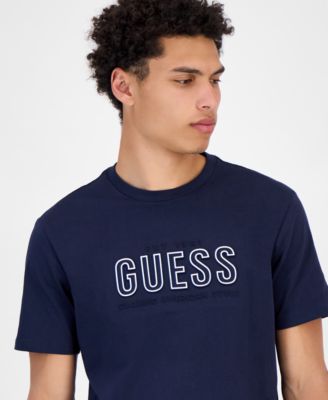 Мужская футболка GUESS с круглым вырезом и тисненым логотипом с коротким рукавом