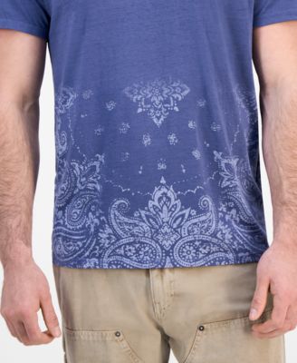 Мужская футболка GUESS с коротким рукавом и круглым вырезом в стиле Пейсли Burnout