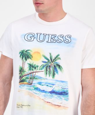 Мужская футболка GUESS с коротким рукавом и графическим вырезом лодочкой с видом на океан GUESS