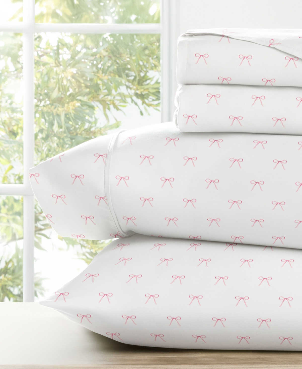Kaycie Gray Printed Microfiber 4-pc. Sheet Set, Queen In White