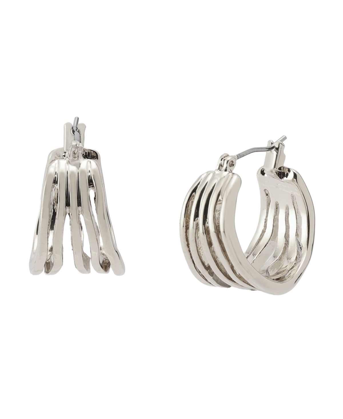 Sculpted Multi Row Huggie Earrings - Gold