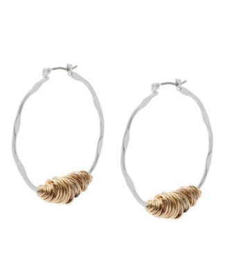 Robert Lee Morris Soho Two Tone Medium Wire Wrapped Sculpted Hoop Earrings 9090₽