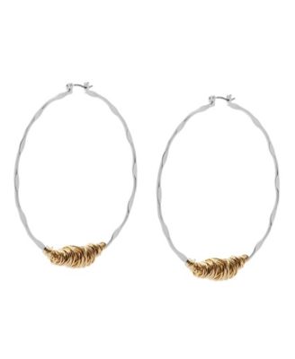 Robert Lee Morris Soho Two Tone Large Wire Wrapped Sculpted Hoop Earrings 10990₽