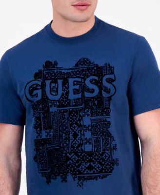 Мужская футболка GUESS из флока с круглым вырезом и коротким рукавом