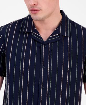 Мужская рубашка GUESS Cooper в полоску с коротким рукавом и пуговицами спереди