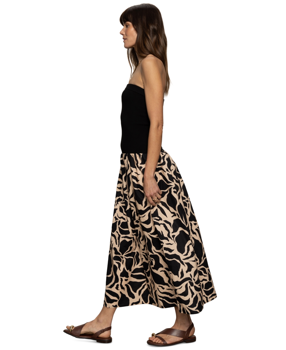 Sanctuary Meet Me At Sea Strapless Mixed Media Maxi Dress