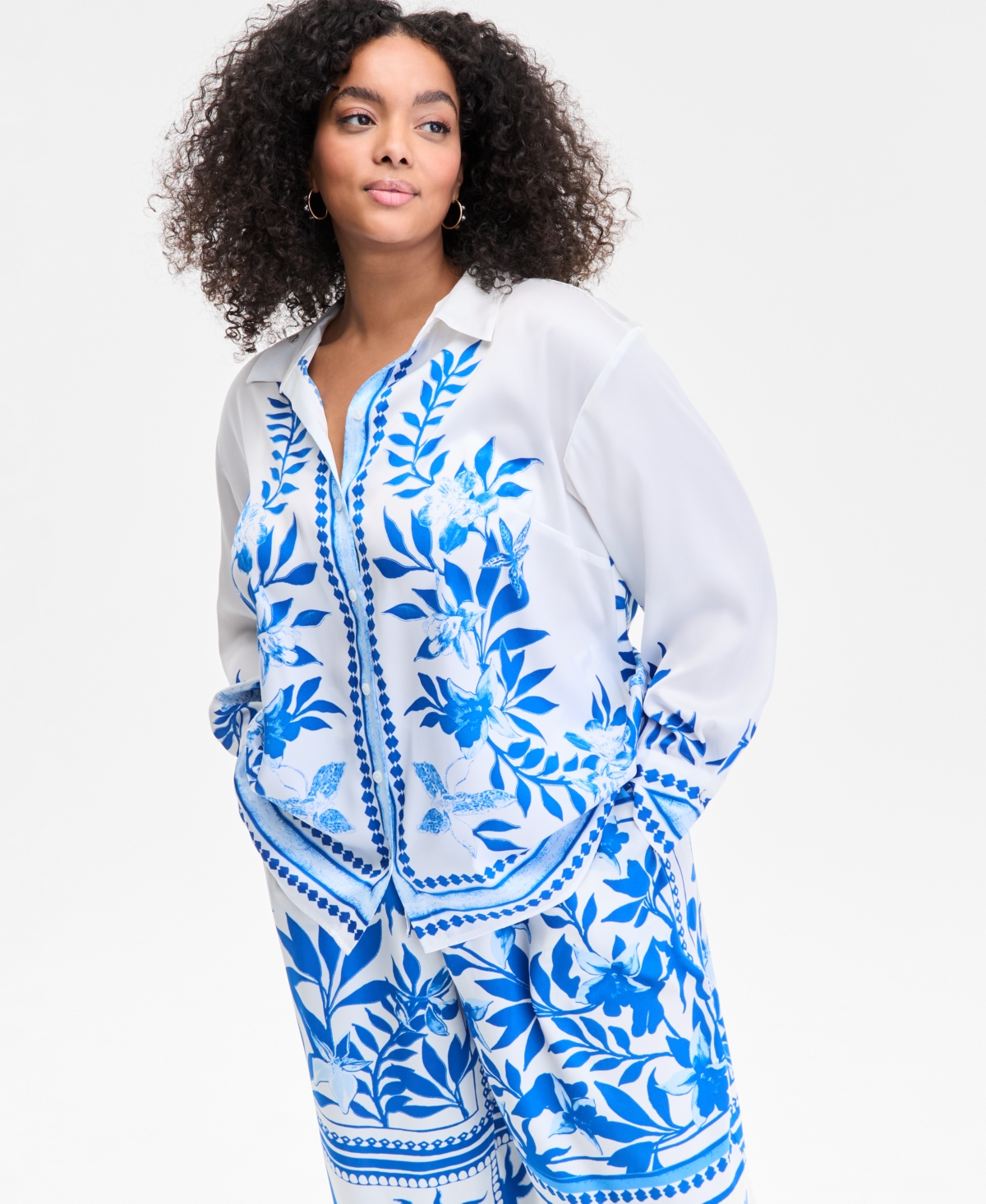 Inc International Concepts Plus Size Floral-print Blouse, Exclusively At Macy's