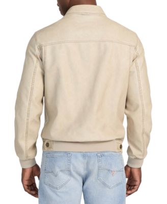 Men's Aviator Relaxed-Fit Faux-Leather Bomber Jacket 