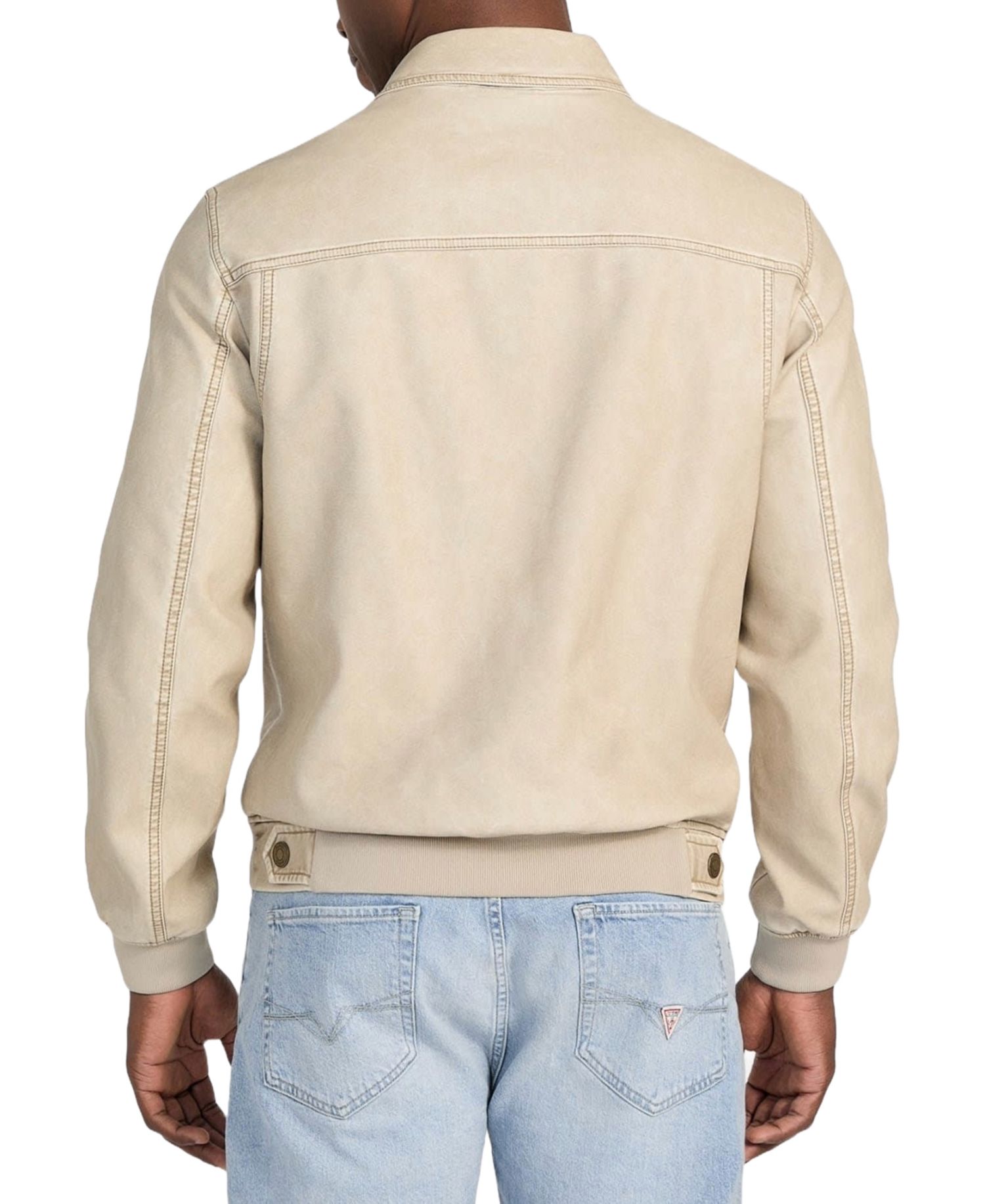 Men's Aviator Relaxed-Fit Faux-Leather Bomber Jacket