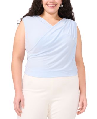 Vince Camuto - Plus Size Draped Cross-Neck Sleeveless Top