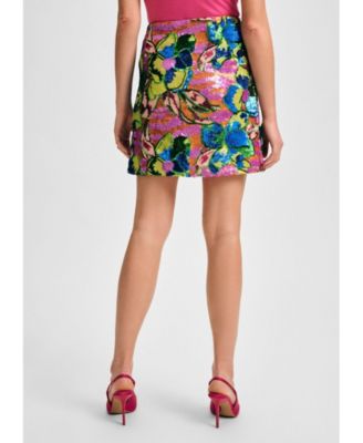 Женская мини-юбка в цветочек с блестками от Isaac Mizrahi