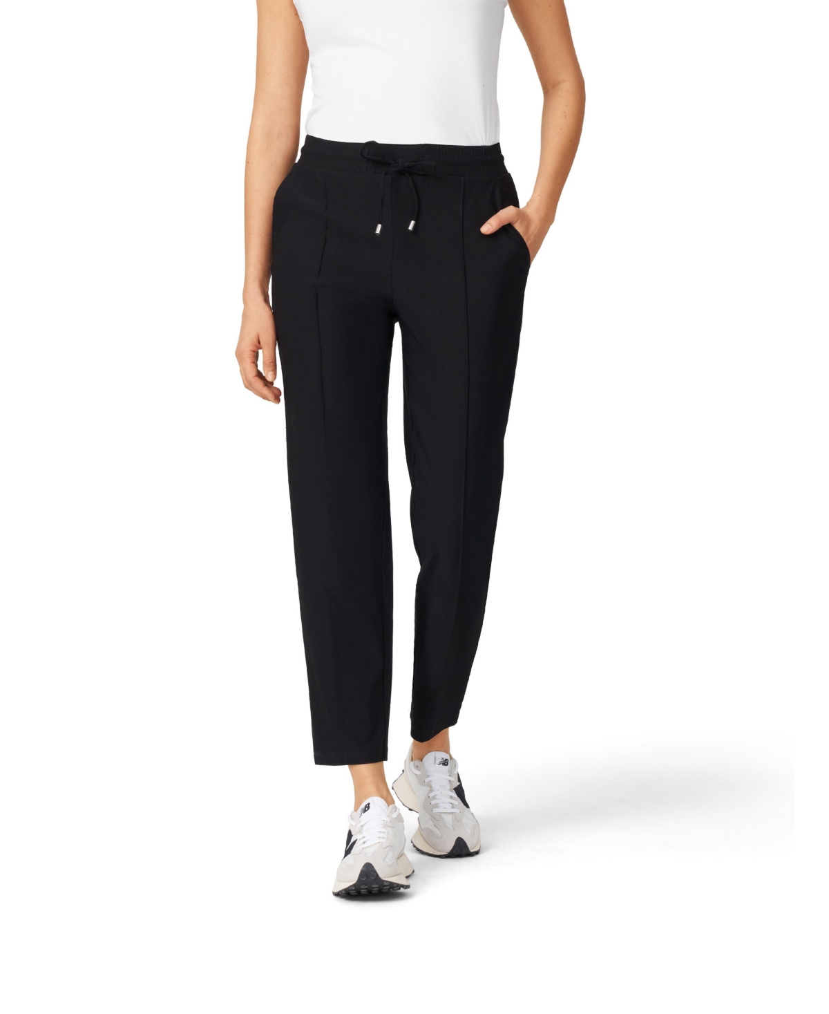 Women's Drawstring Elastic Waist Cropped Pant - Jet black