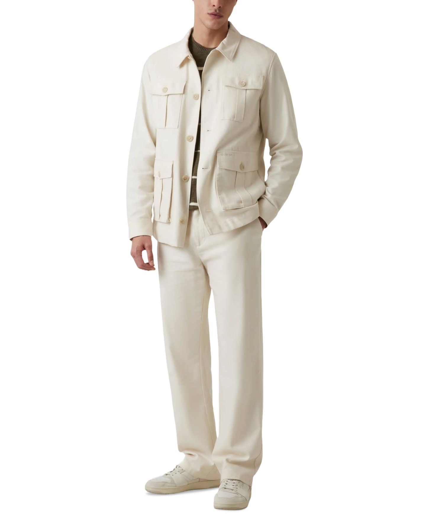 Мужская куртка GUESS Saharian Regular-Fit Twill Shirt Jacket, цвет: Quicksand — фото 2