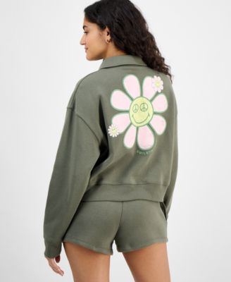 Juniors' Collared Daisy Sweatshirt