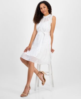 Women's High-Neck Sleeveless Tie-Waist Dress