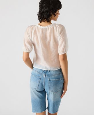 Women's Lana Sheer Puff-Sleeve Top