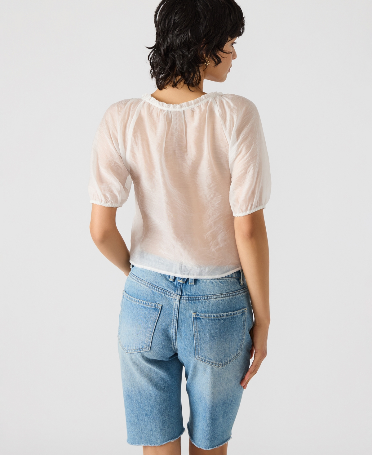Steve Madden Lana Lace Pintuck Crop Top