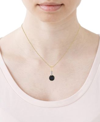 Onyx (8mm) & Diamond Accent 18" Pendant Necklace in 10k Yellow Gold