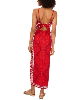 Women's Cotton Printed Twist-Front Maxi Dress