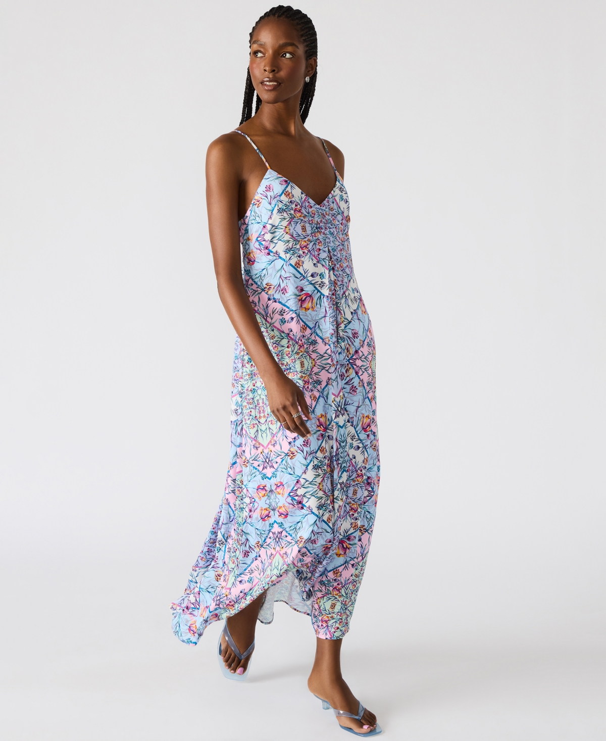 Steve Madden Brianna Print Sleeveless Maxi Dress In Blue
