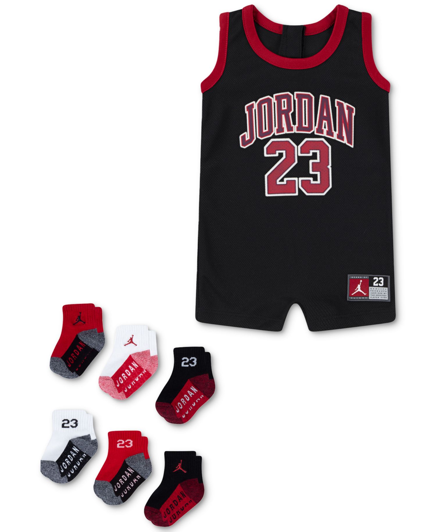 Baby Jumpman 23 Jersey Romper & 6-Pack Core Jumpman Ankle Socks