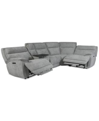 Ozryn 5-Pc. Fabric Sectional with Console and 2 Power Motion Chairs, Exclusively at Macy's