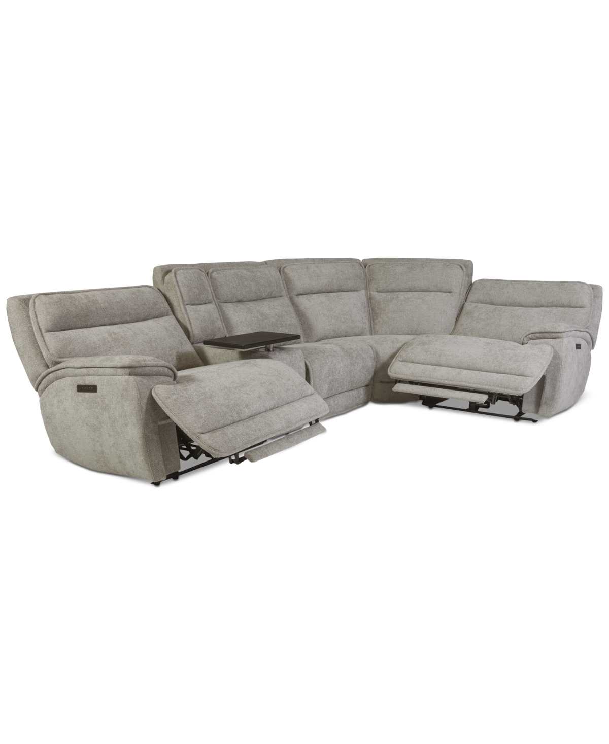 Macy's Ozryn 5-pc. Fabric Sectional With Console And 2 Power Motion Chairs, Exclusively At  In Gray