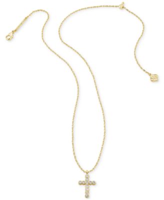14k Gold-Plated Crystal Cross 19" Pendant Necklace