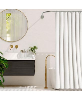 Complete Burlap-Texture Polyresin Bathroom Decor & Accessory Set with Shower Curtain & Bath Rugs