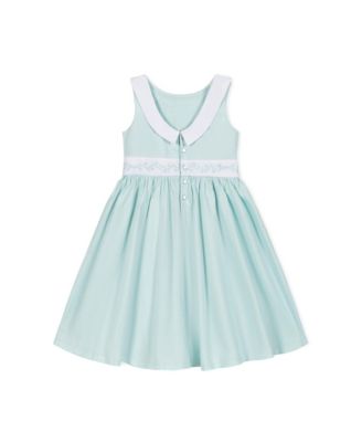 Toddler Girls Heirloom Round Collar Sateen Party Dress with Embroidered Sash