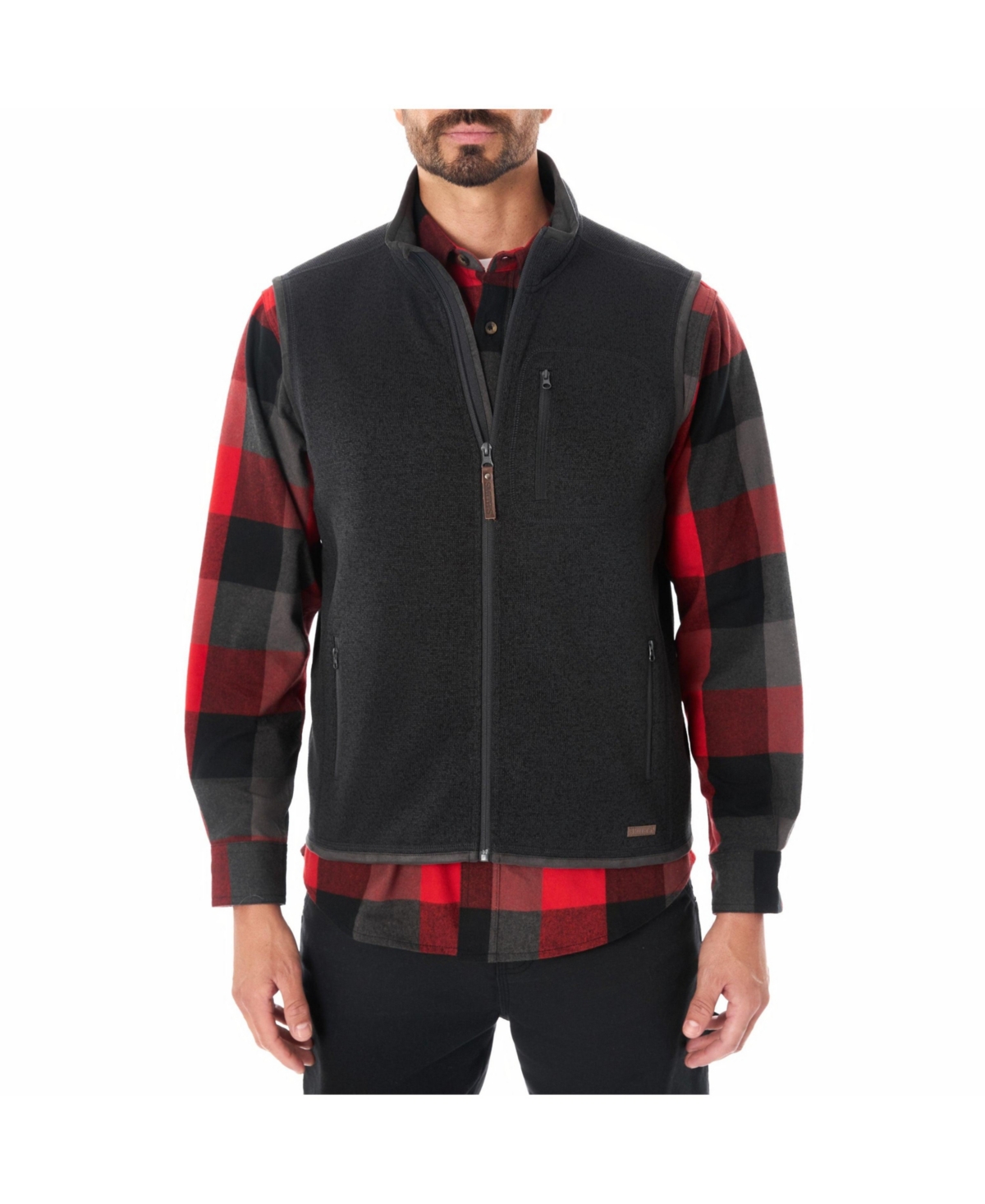 Men's Full-Zip Sweater Fleece Vest - Charcoal heather