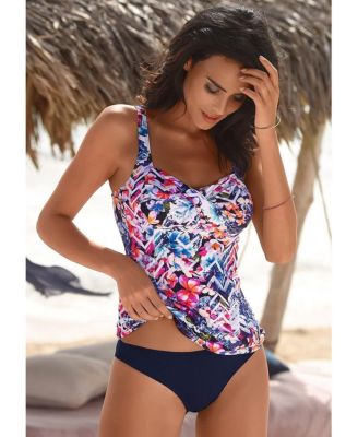 Women's Floral Mix Underwire Tankini Swimsuit Top