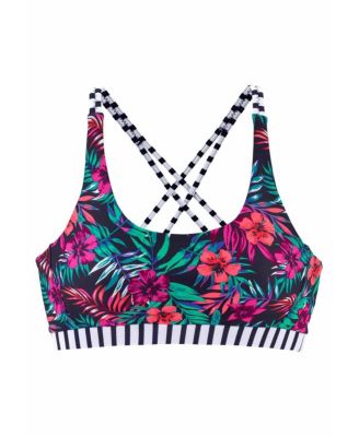 Women's Mixed Print Scoop Bikini Swimsuit Top Bra Sizing