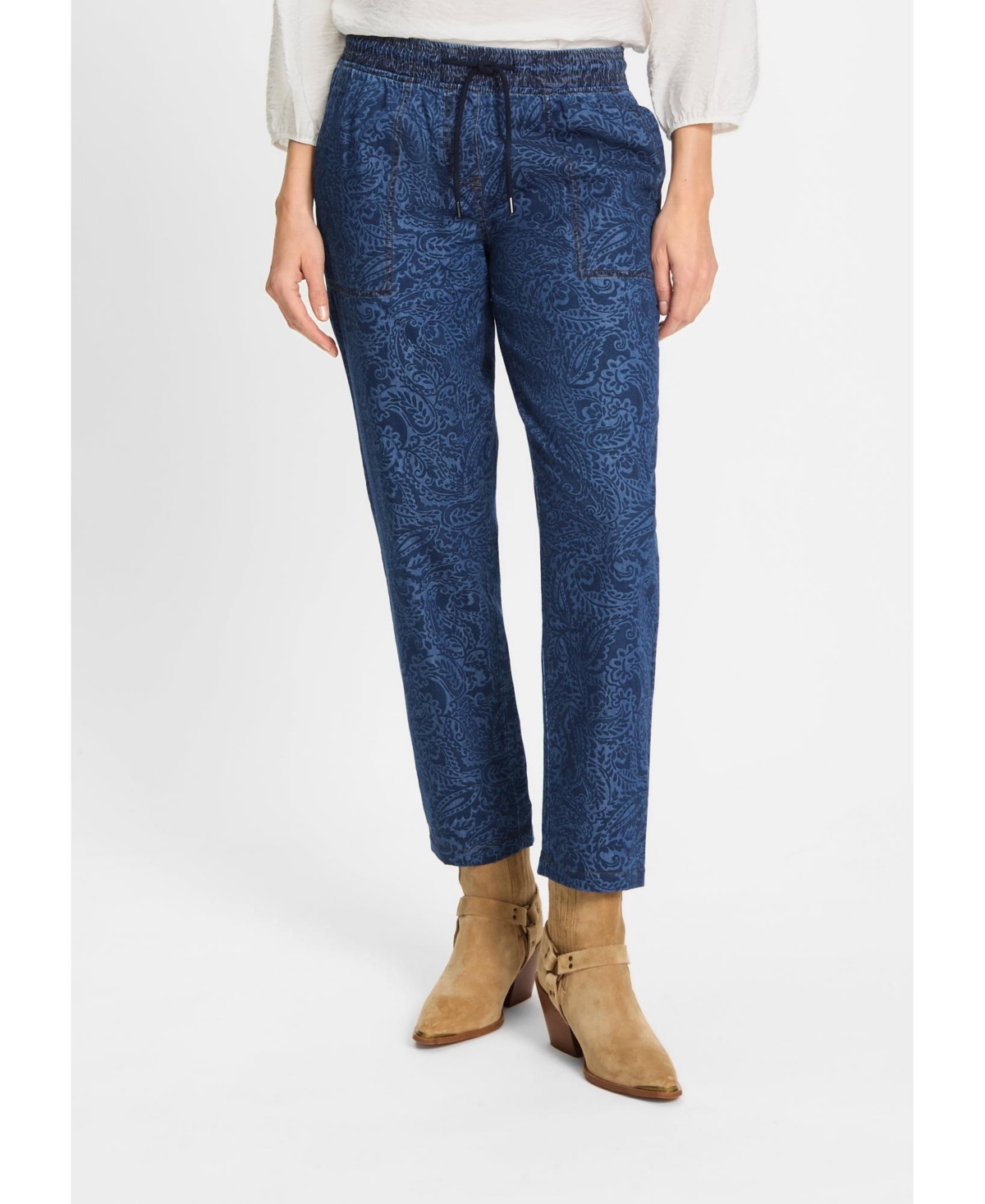 Women's Lisa Fit Paisley Denim Pant - Ink blue