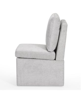 Modern Upholstered Chenille Armless Dining Chairs With Casters