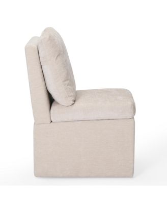 Modern Upholstered Chenille Armless Dining Chairs With Casters