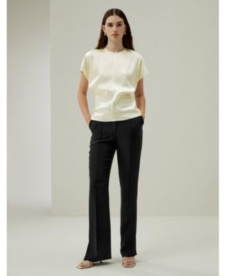 Women's Short Batwing Sleeve Silk Contour Top