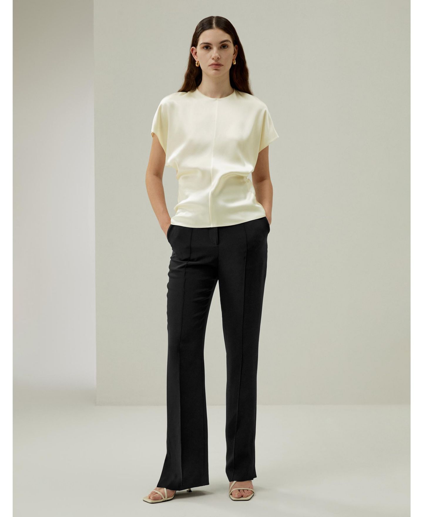 Женский топ LILYSILK Short Batwing Sleeve Silk Contour, цвет: Белый — фото 7
