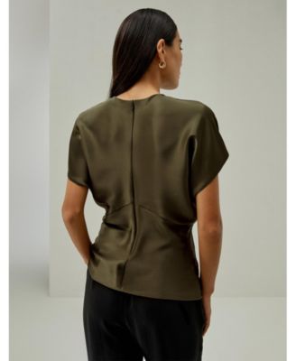 Women's Short Batwing Sleeve Silk Contour Top